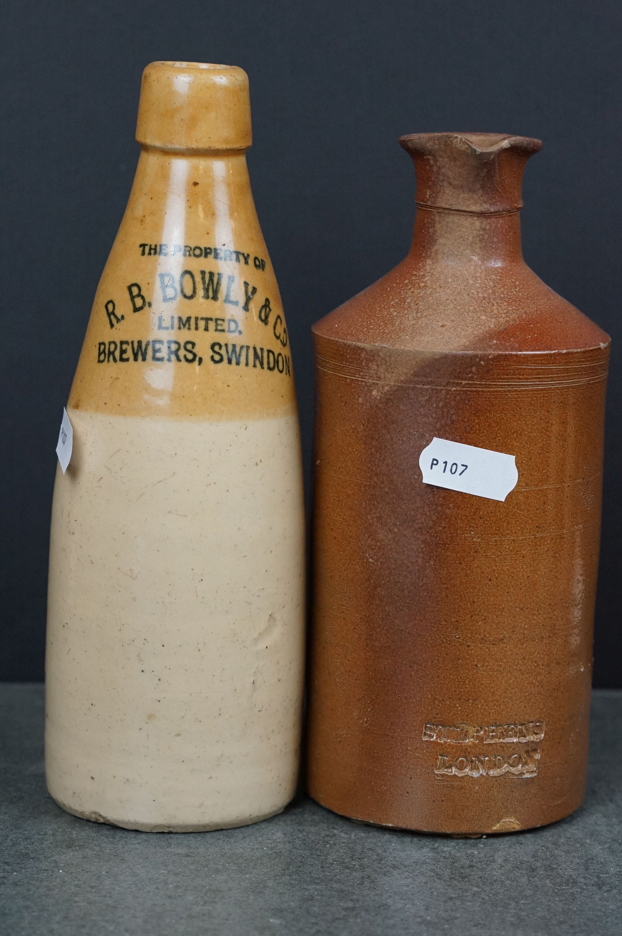 Collection of Fourteen Antique Stoneware Bottles, mostly Swindon Ginger Beer Bottles - Image 8 of 8