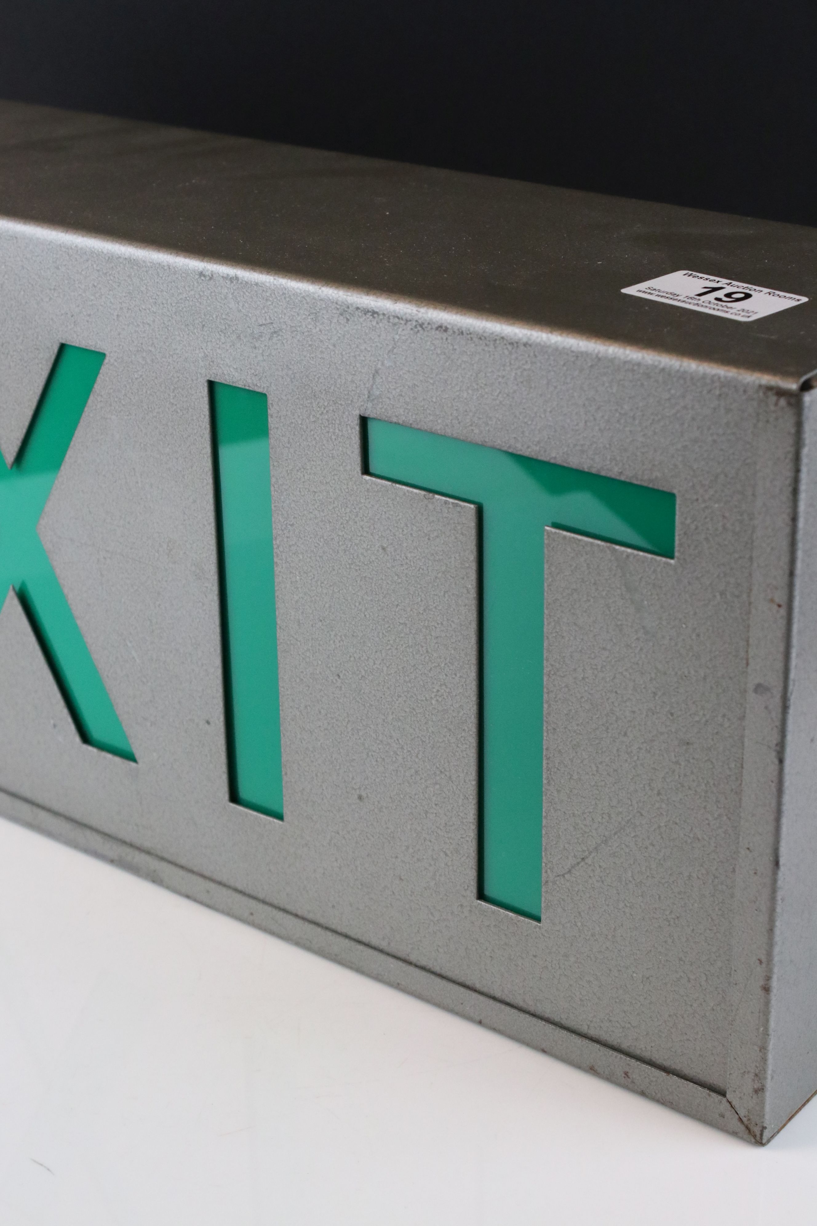 Mid Century Metal Case Light Up ' EXIT ' sign, 43cms long x 20cms high - Image 2 of 3