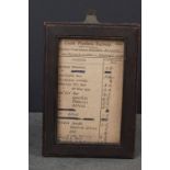 A framed and glazed Great Western Railways Telephone number code sheet.