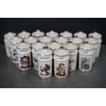 A collection of twenty M.J. Hummel spice jars.