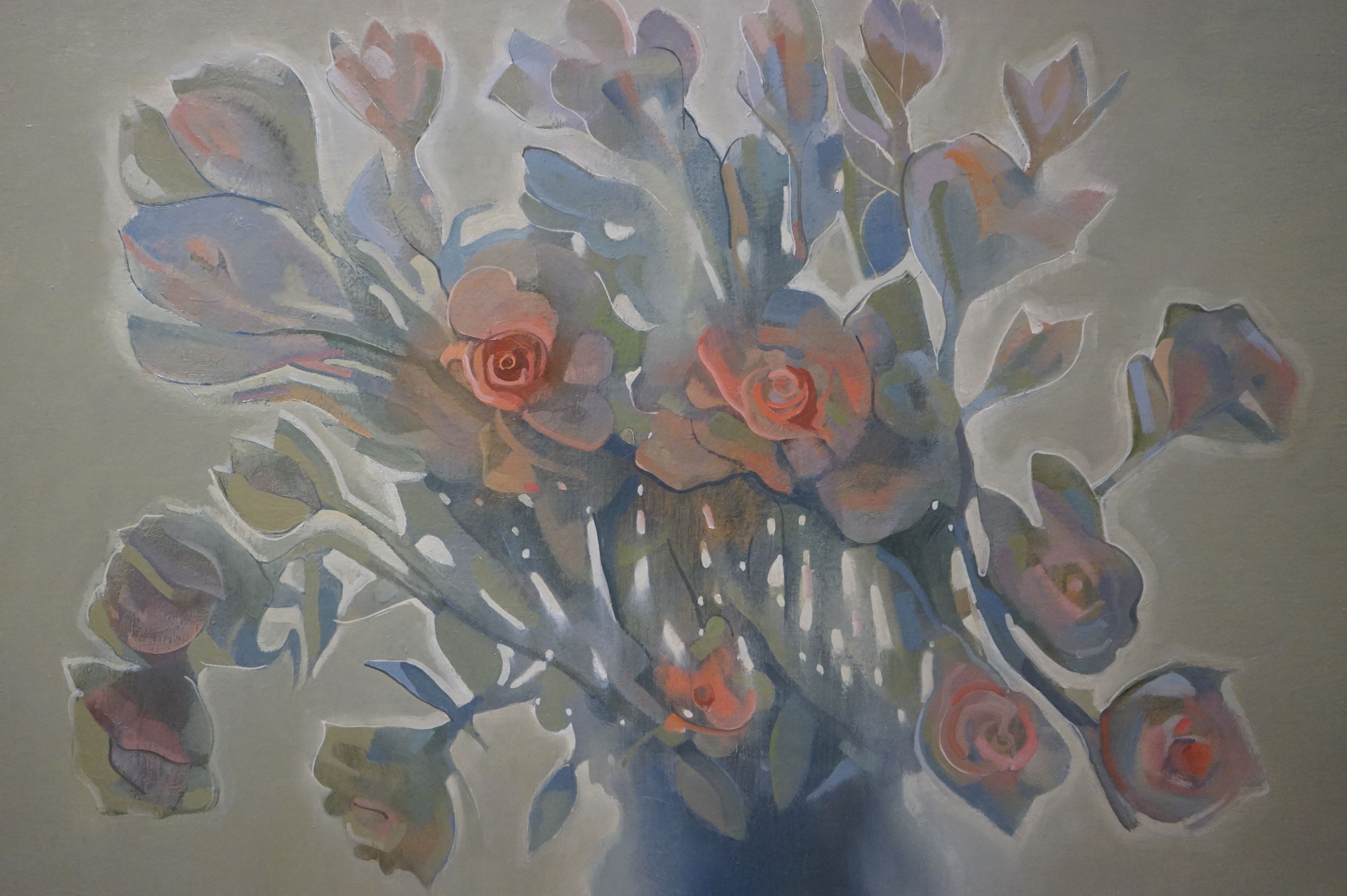 Richard Ewen (1929-2009), Oil on Canvas of Still Life Flowers in a Vase, signed lower right Ewen - Image 4 of 5