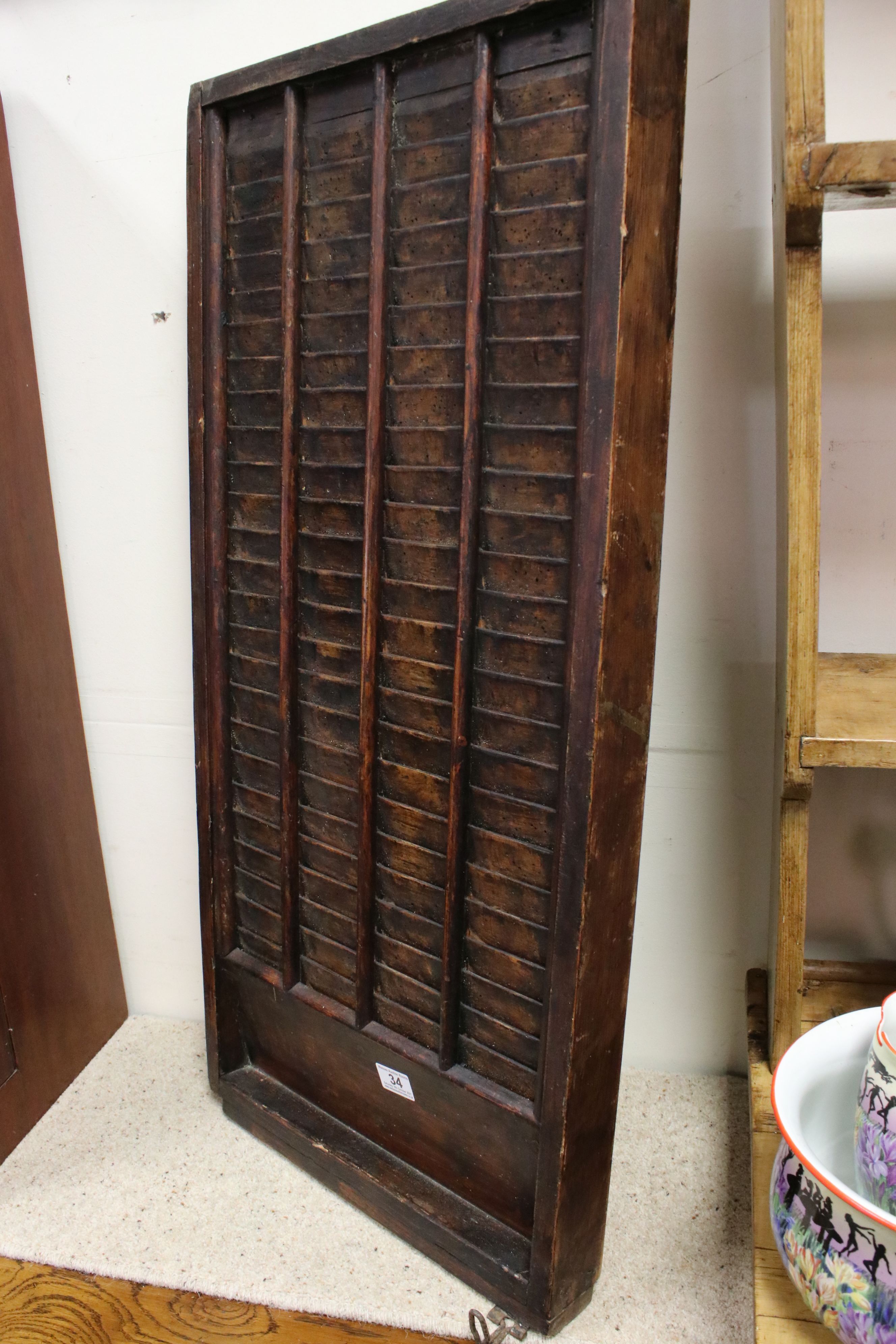 Late 19th / Early 20th century Wooden Clocking-in Machine Multi Card Rack , 91cms high x 42cms wide - Image 2 of 4