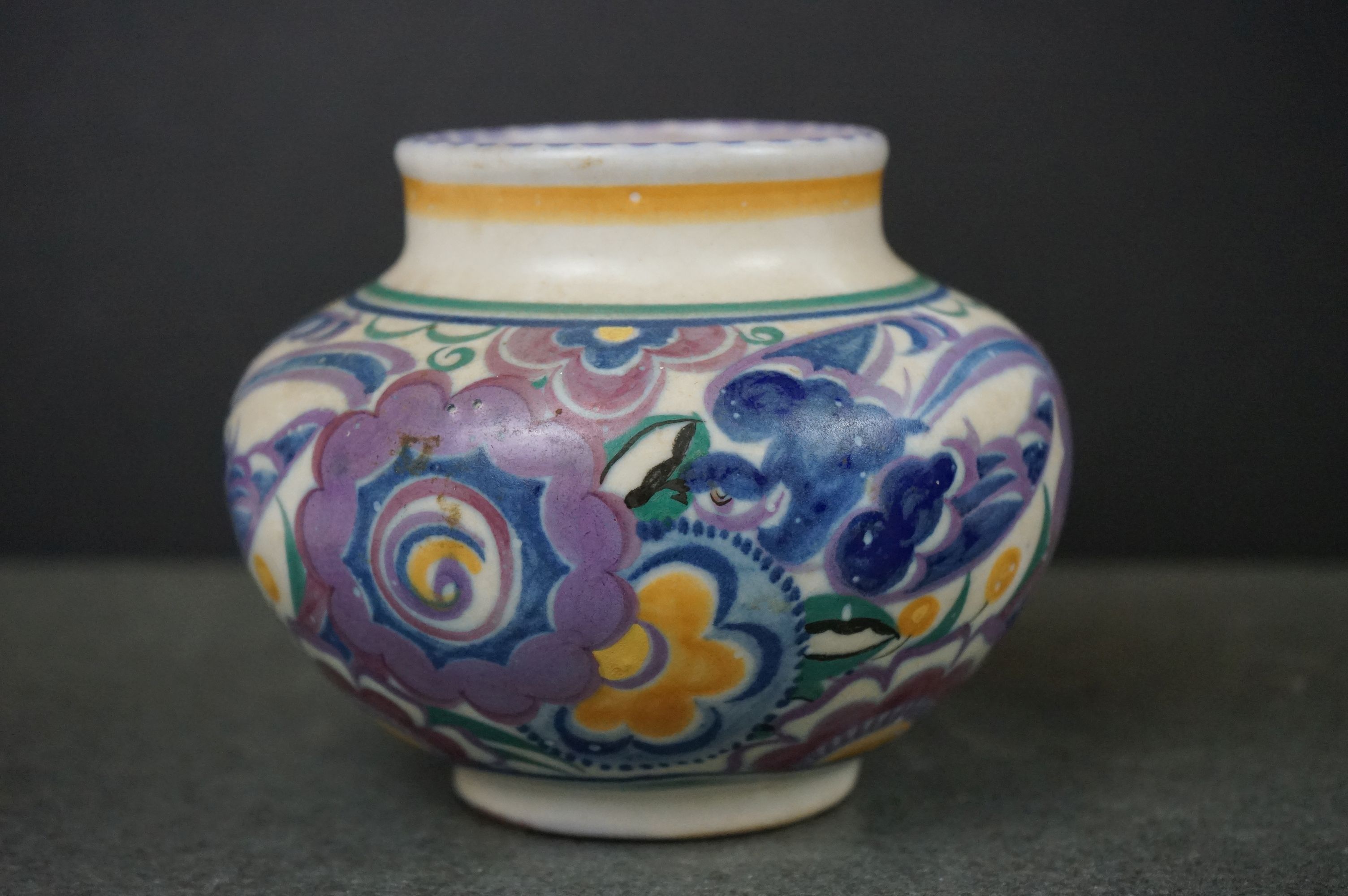 Carter Stabler Adams Poole Pottery Squat Vase decorated in the Blue Bird Pattern, 9.5cms high - Image 3 of 13