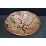 Slipware Bowl with simple floral decoration, 28cms diameter