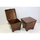 Pair of Hardwood Square Storage Boxes of sarcophagus form, 50cms wide x 46cms high