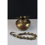 Indian / Persian Brass Hanging Pot complete with chain.