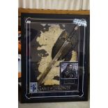 Game Of Thrones - a framed and perspex glazed Jon Snow Sword Presentation, signed by Kit
