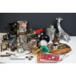 A box of mixed collectables to include Advertising water jug, fishing reel, Tankard..etc.