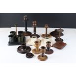 Collection of Bakelite, to include candlesticks, tape measure, desk tidy etc
