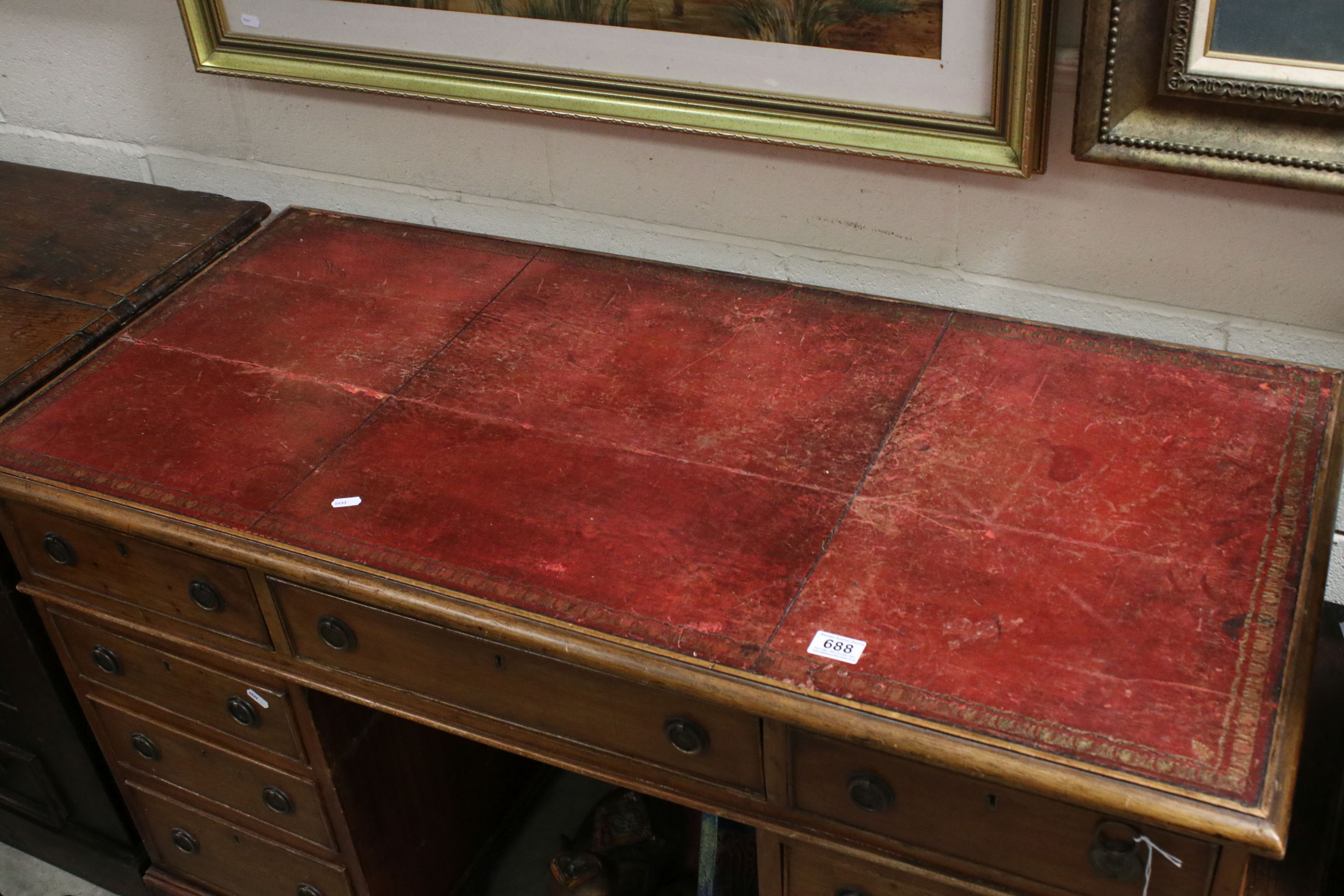 Mahogany pedestal desk, in George III style, late 19th/early 20th century, approx. 66cm high, - Image 2 of 5