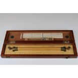 Mahogany Cased Naval rolling rule and compass, maker marked W.H. Harling of London.