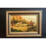 Oil painting, hunting scene, signed and dated B.Crew 1937
