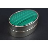 Silver pill box with malachite lid
