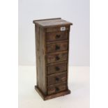 Pine spice chest of six drawers