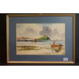 English School, oils on board, view of a Cornish coastal scene with fishing and sailboats, signed