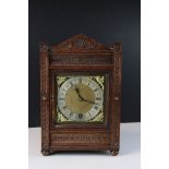 A vintage wooden cased mantle clock, marked Tree of 121 Gt. Dover St. S.E. London. complete with