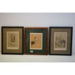 Cecil Aldin, early 20th century, three framed humorous dog cartoon print illustrations