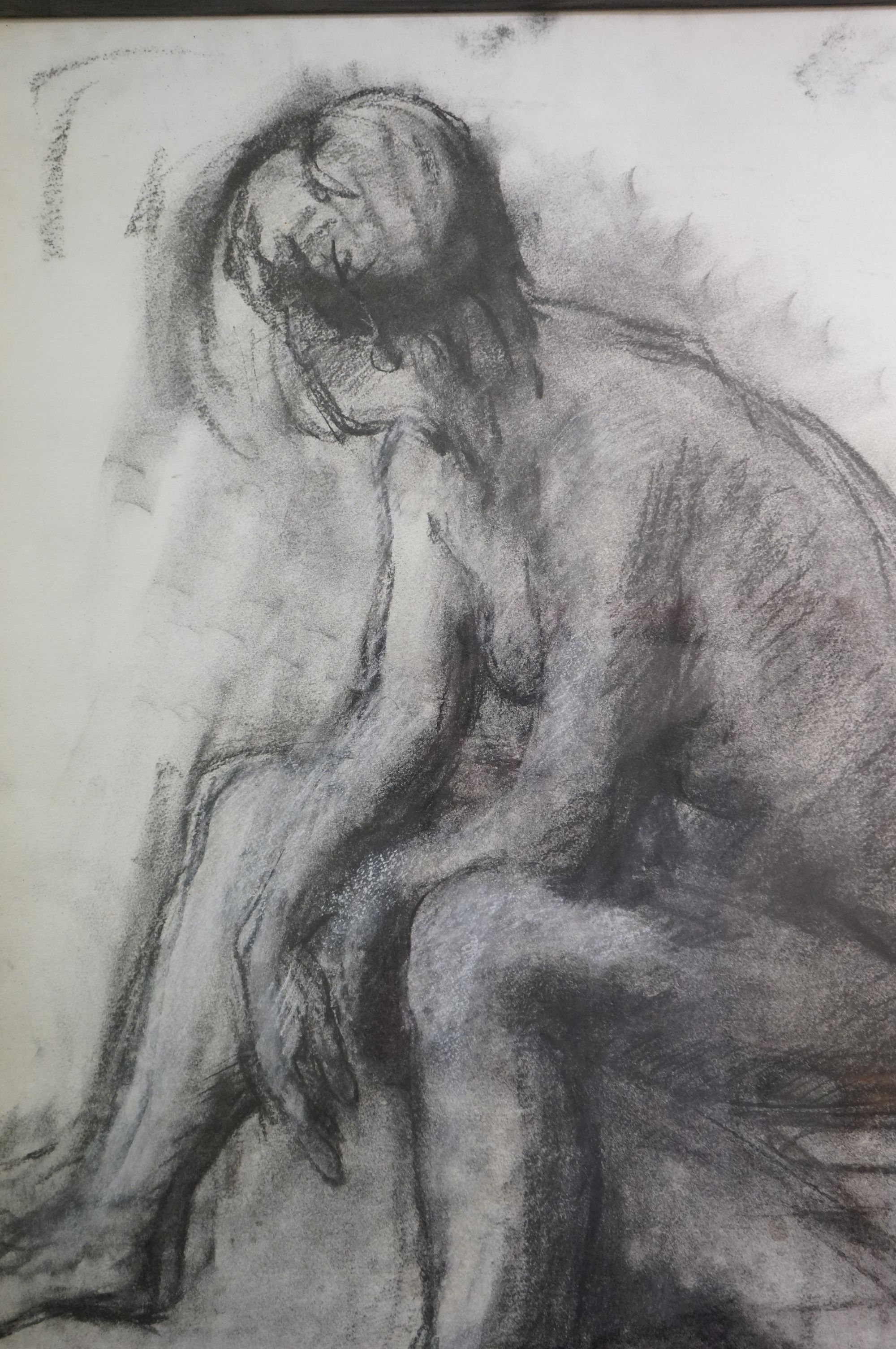 Richard Robbins (British 1927-2009) Nude figure, charcoal, signed (lower right) approx. 74.5cm x - Image 2 of 6