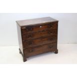 George III Mahogany Chest of Four Long Drawers with Brush Slide, raised on bracket feet, 78cms