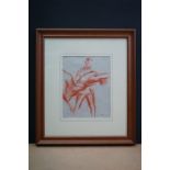 Red Chalk Study of Ballet Dancers on pale blue paper, monogram signature LK, 25cms x 20cms, framed