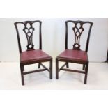 Pair of Chippendale style Mahogany Dining Chairs with drop-in seats, 96cms high