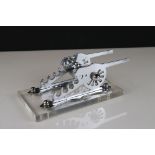 Art Deco style pen stand in the form of a canon.