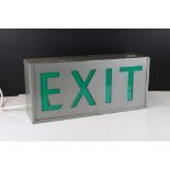 Mid Century Metal Case Light Up ' EXIT ' sign, 43cms long x 20cms high