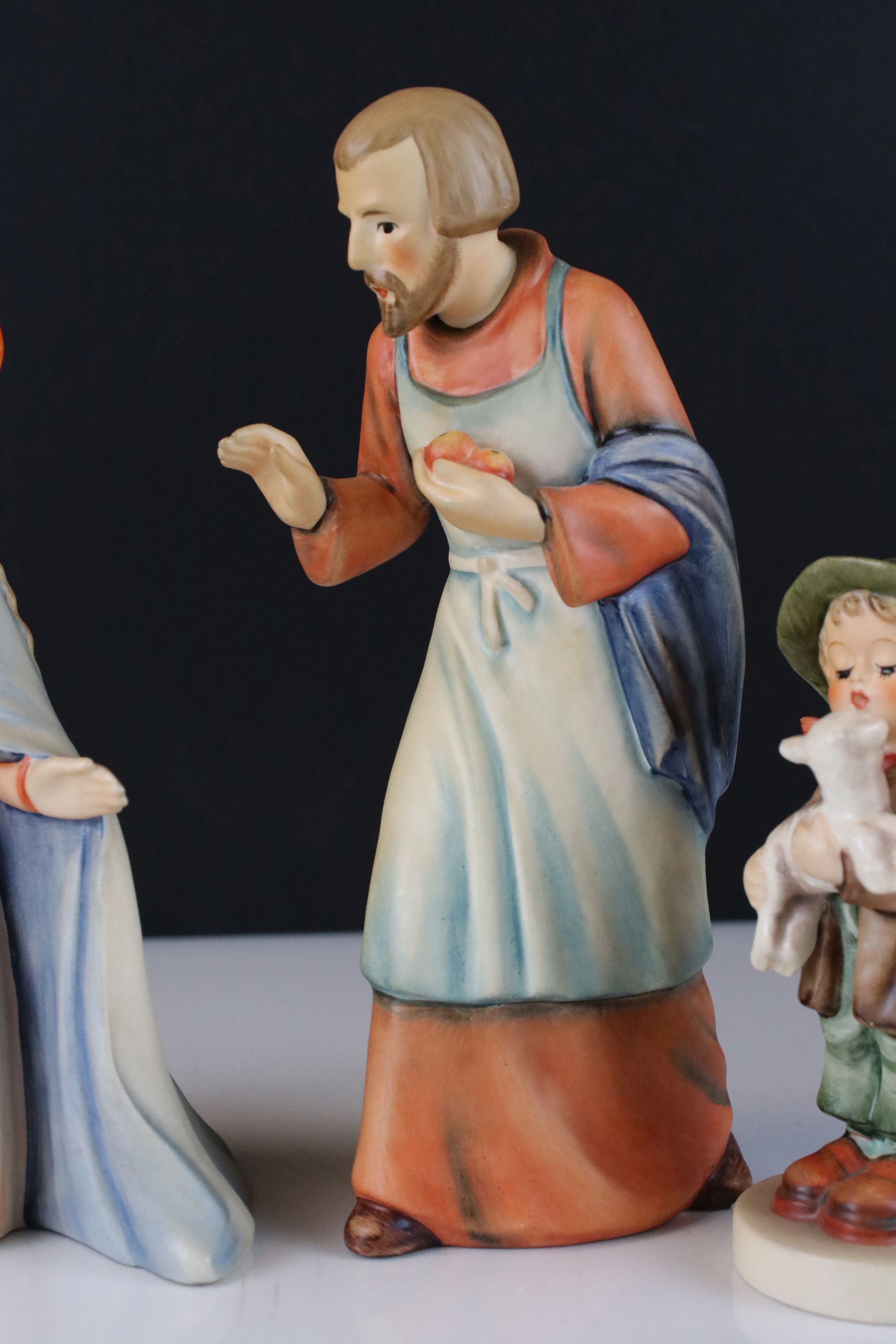 Six Goebel Hummel Nativity Figures including Joseph, Mary, Baby Jesus, Lost Sheep, Heavenly Angel - Image 7 of 12