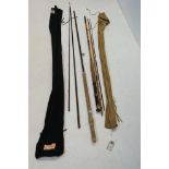 A Bruce & Walker 3-piece carbon fibre salmon rod, in black makers bag, a vintage bamboo and