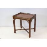 Mahogany Silver Table in the Chippendale manner with Pierced Gallery Rail, 62cms long x 64cms high