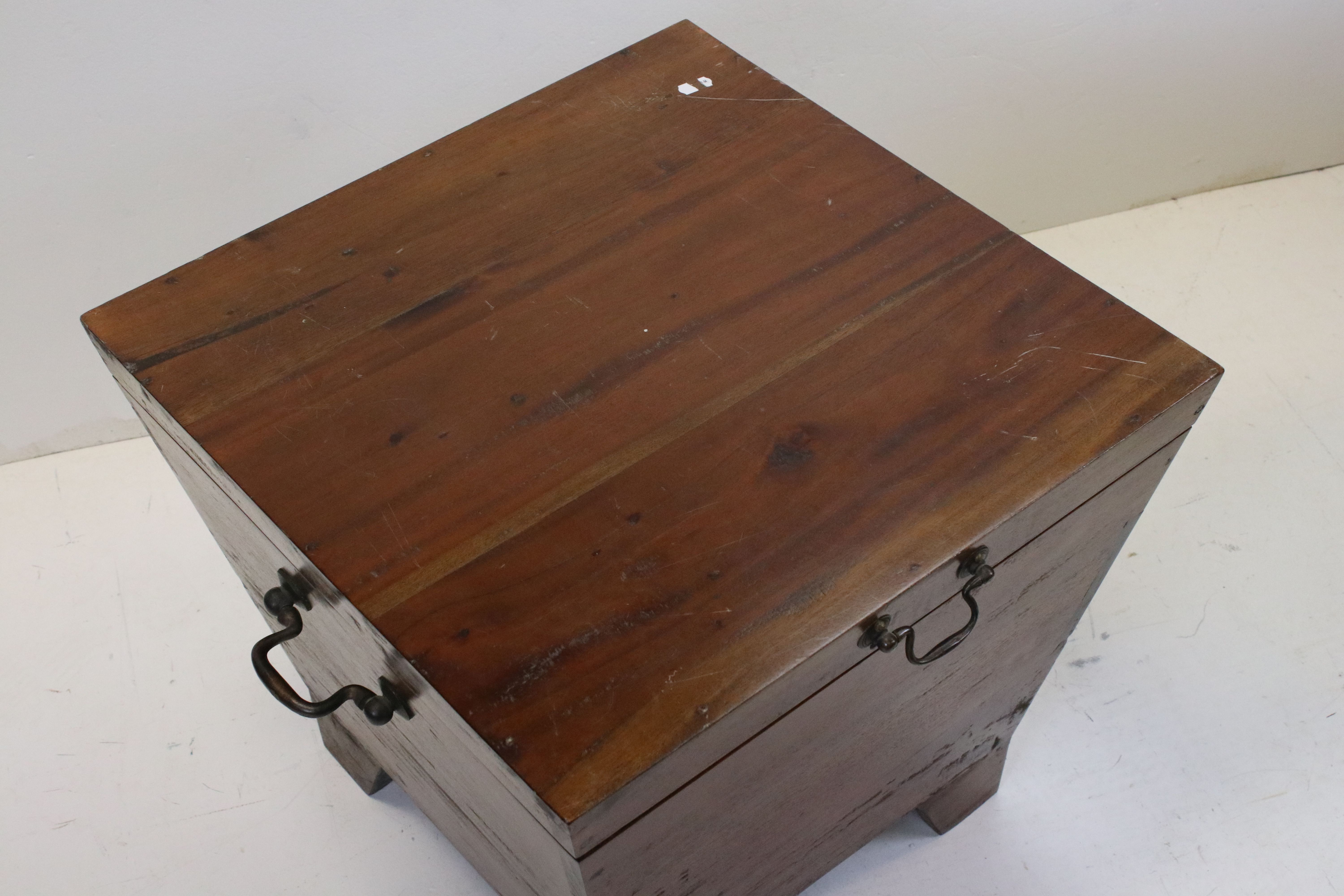Pair of Hardwood Square Storage Boxes of sarcophagus form, 50cms wide x 46cms high - Image 4 of 6