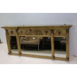 Early 19th century Giltwood and Gesso Overmantle Mirror, the frieze with moulded Grecian / Roman