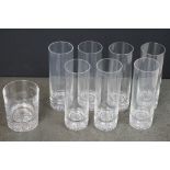 A collection of seven tall glasses by Daum (France) together with a tumbler.
