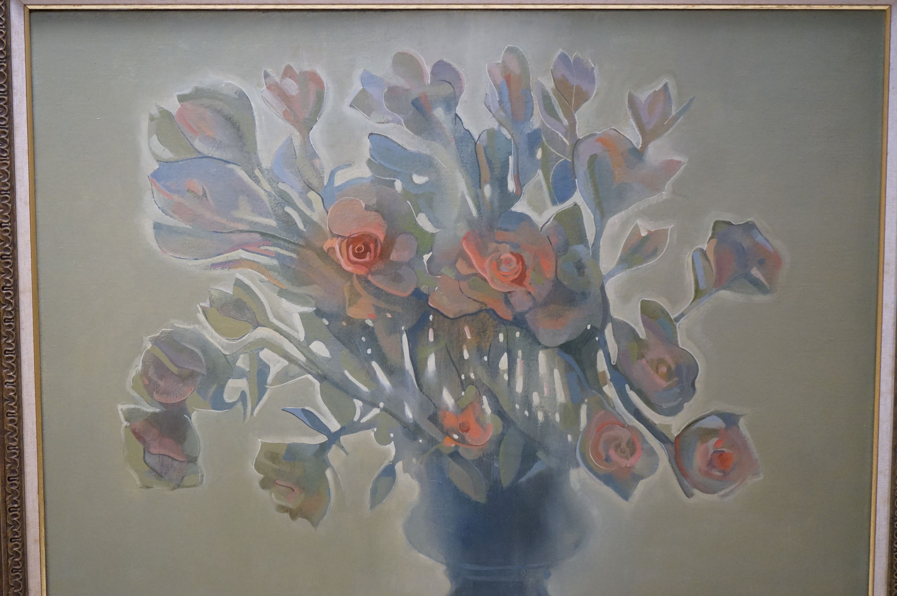 Richard Ewen (1929-2009), Oil on Canvas of Still Life Flowers in a Vase, signed lower right Ewen - Image 2 of 5