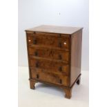 Early 20th century Walnut Chest of Four Long Drawers in the 18th century manner with Brush Slide