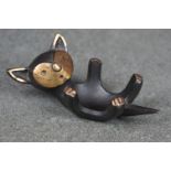 Mid 20th century Austrian Vienna Bronze Cat designed by Walter Bosse