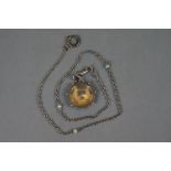 Silver London Tower Bridge fob on a chain, with pearl decoration
