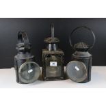 A collection of three vintage railway lamps to include two British Rail and one London Midland