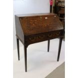 George III Oak Bureau, the fall front opening to a fitted interior, over single drawer and raised on