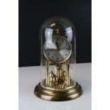 German Schatz 400 Day Clock with Glass Dome, Key and Instruction Booklet, 30cms high