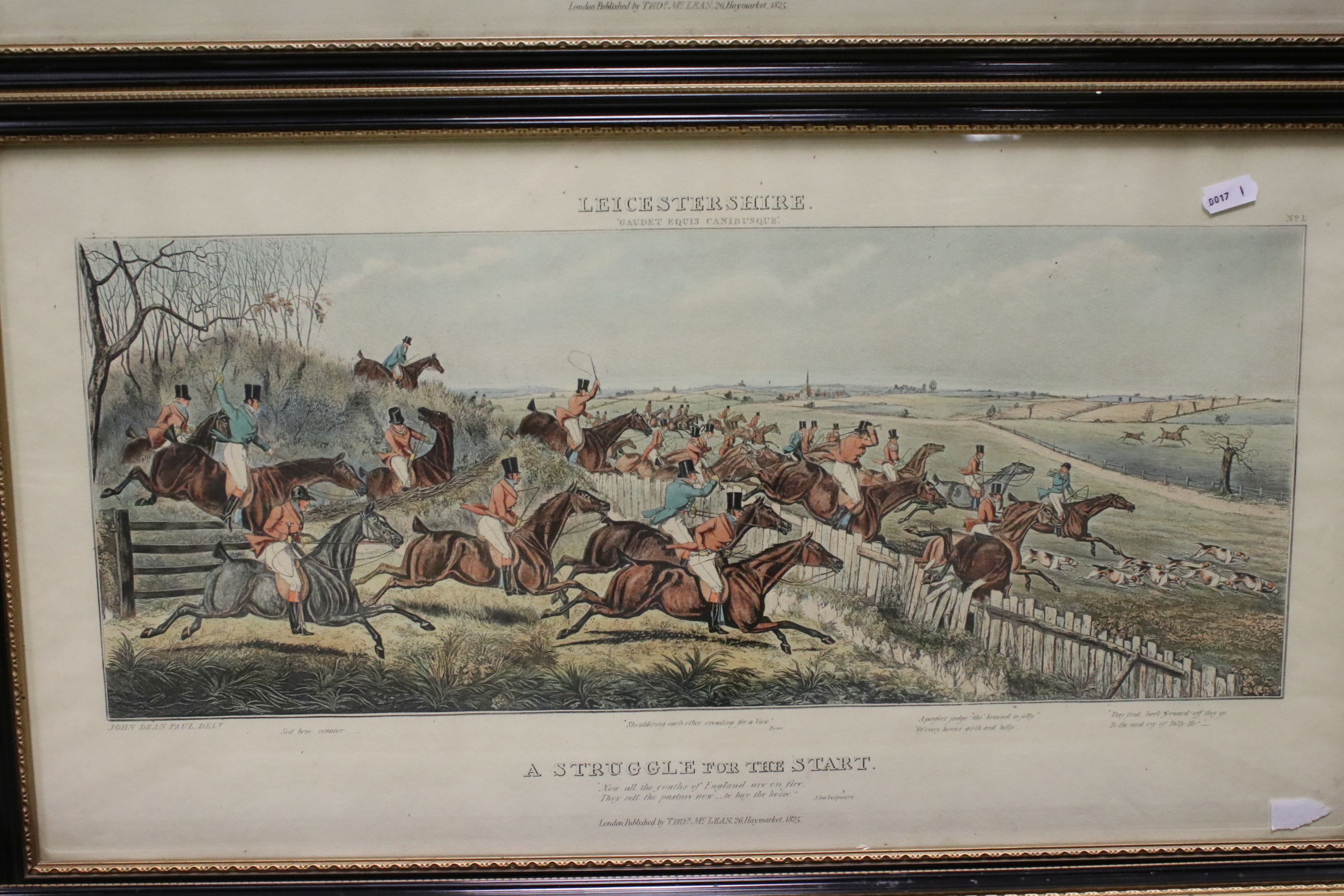 After John Dean Paul, a set of three Leicestershire hunting prints; ' A Struggle To The Start ' ' - Image 6 of 9