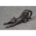 Bronze figure of a stretching cat