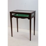 Late Victorian / Edwardian Mahogany Bijouterie Table with green baise lined interior, 62cms long x