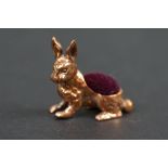 Brass hare figure pincushion