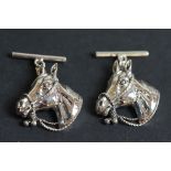 Pair of silver horse head cufflinks