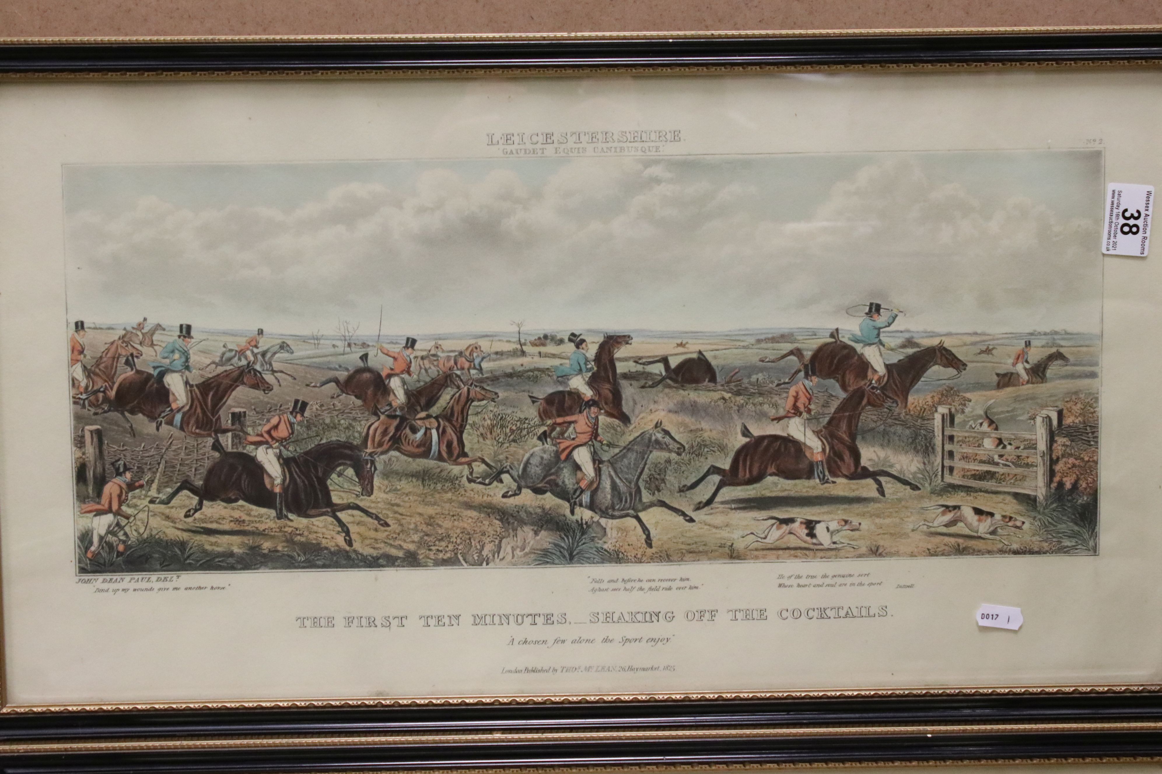 After John Dean Paul, a set of three Leicestershire hunting prints; ' A Struggle To The Start ' ' - Image 2 of 9