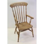 Late 19th century Elm and Beech Farmhouse Windsor Elbow Chair, 111cms high x 54cms wide