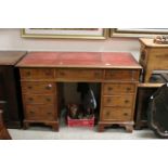 Mahogany pedestal desk, in George III style, late 19th/early 20th century, approx. 66cm high,