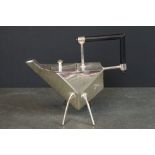 Unusual silver plated angular teapot in the Christopher Dresser style