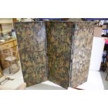 Victorian Three Fold Decoupage Screen, each section 168cms x 68cms